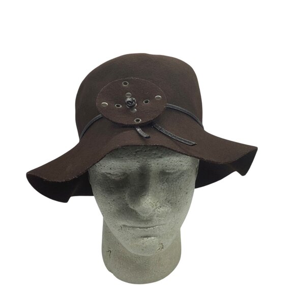 Vtg Alessandra Bacci Womens Wool Cloche Hat Decorative Button Ribbon Italy Made - Picture 2 of 6